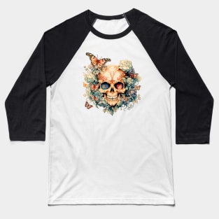 Enchanting Decay, Bloom Skull in a Gothic Garden (Antique Version) Baseball T-Shirt